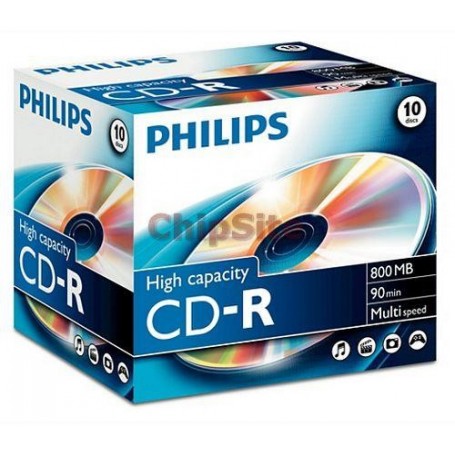 PHILIPS CD-R 90Min 800MB 40x Jewel Case (10 unidades)