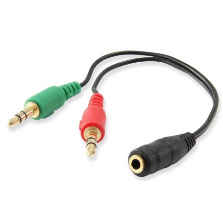 Ewent Cabo Adaptador Aúdio  1x 3.5 mm AUX 4-pin F - 2x 3.5 mm AUX 3-pin M